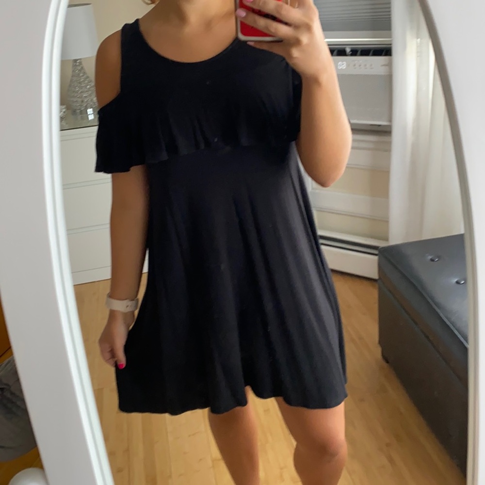 comfy black off the shoulder causal day dress